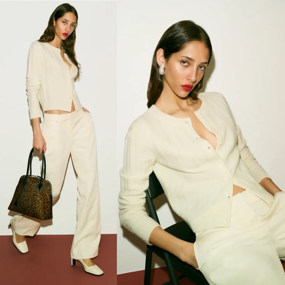 Reformation Sweaters - NWT Reformation Hannah Crew Cardigan in Lemon Icing